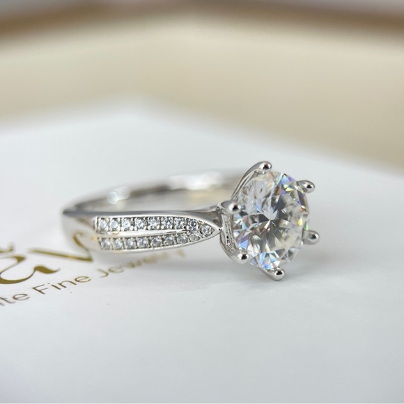 Jewelry - 2CT Round Moissanite Diamond Double Chanel Paved Engagement Ring S925 18K Plated